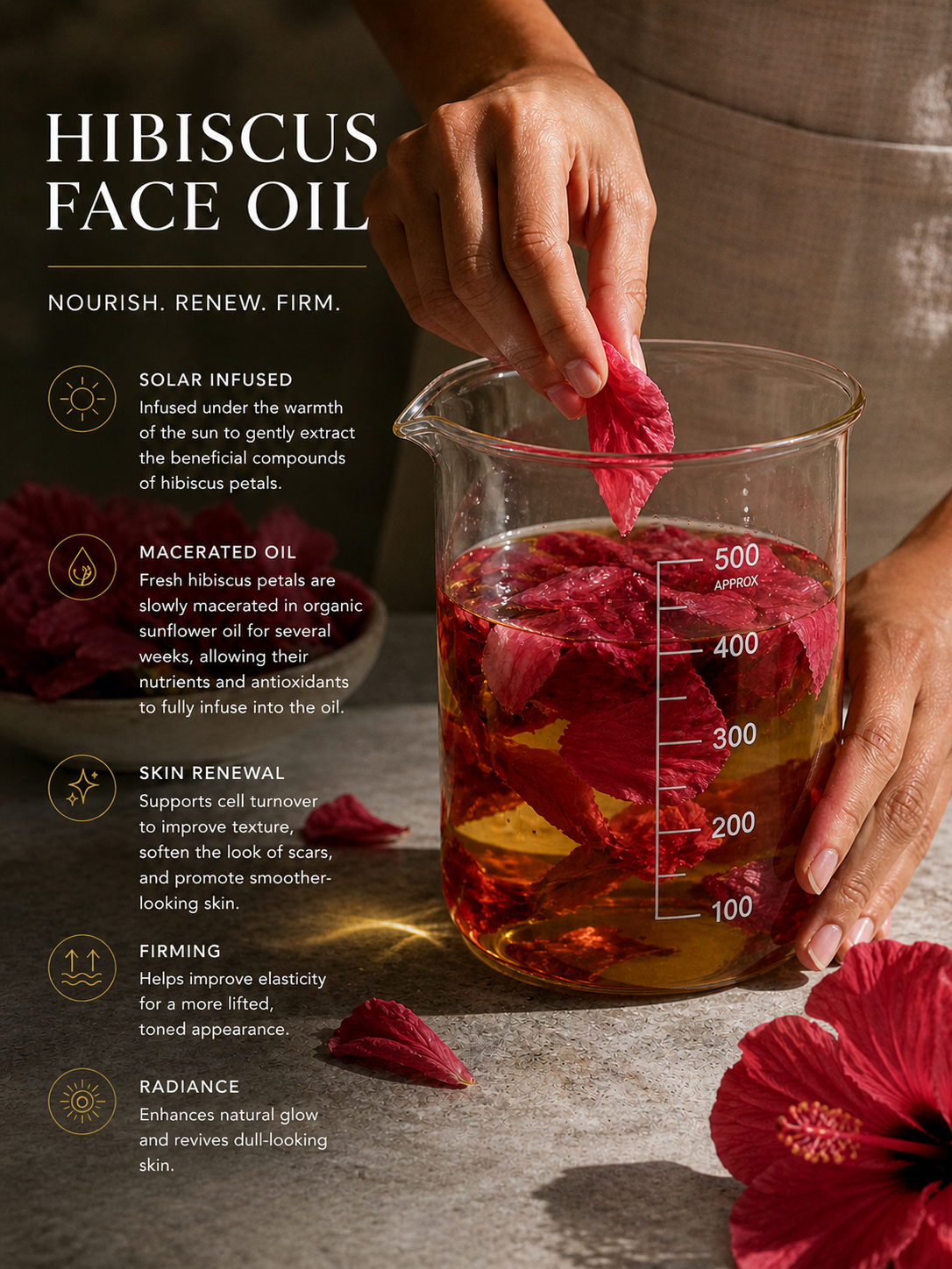 hibiscus oil infused with hibiscus petals