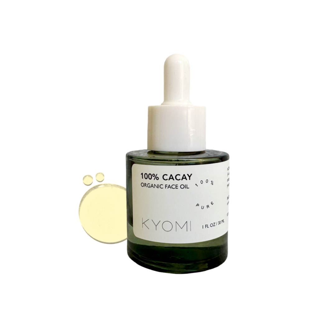 KYOMI 100% Cacay organic face oil dropper bottle on a white background