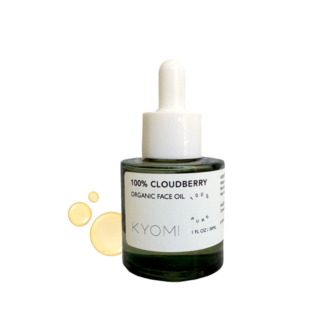 KYOMI 100% Cloudberry Organic Face Oil bottle on a white background