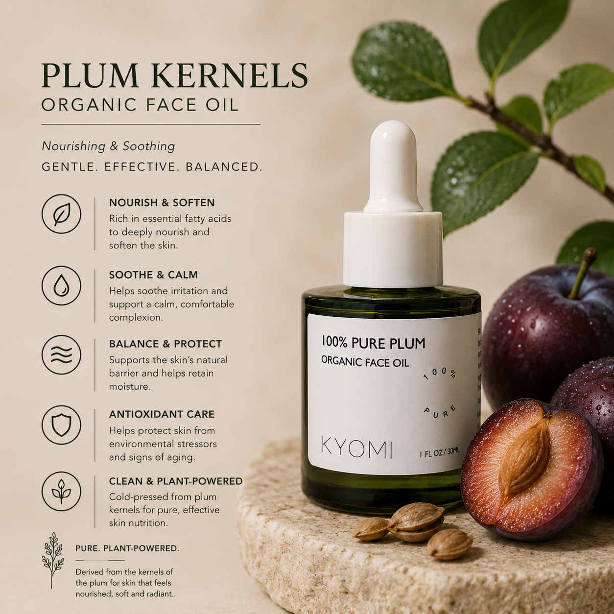 Organic plum face oil