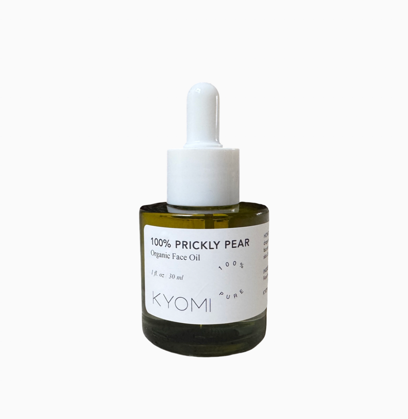 Bottle of KYOMI 100% Prickly Pear Organic Face Oil on a white background