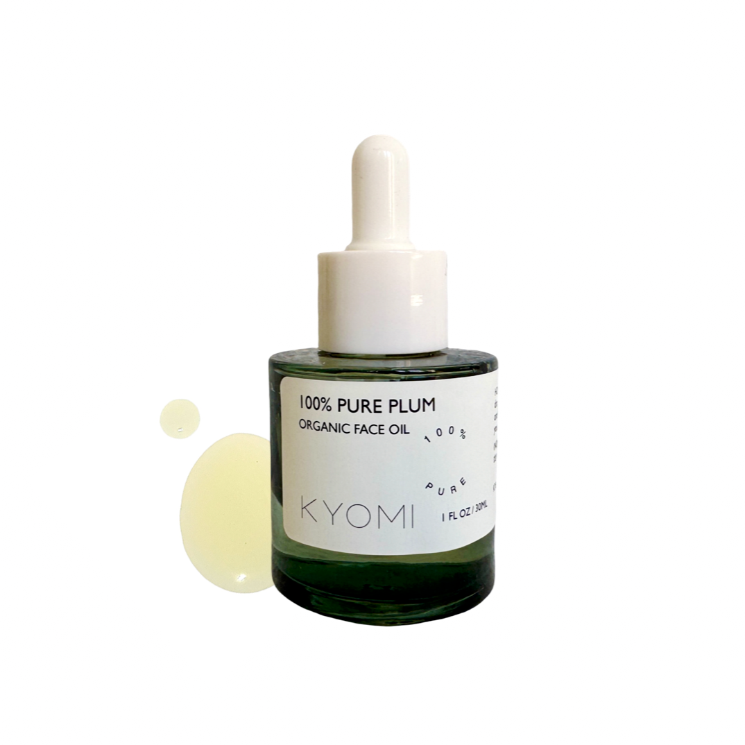 Kyomi 100% Pure Plum Organic Face Oil bottle on a white background