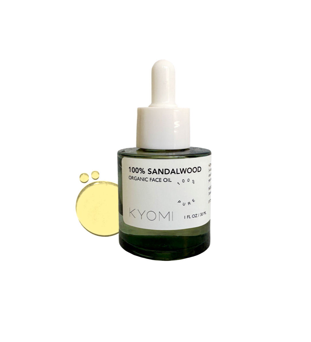 KYOMI 100% Sandalwood organic face oil bottle on a white background